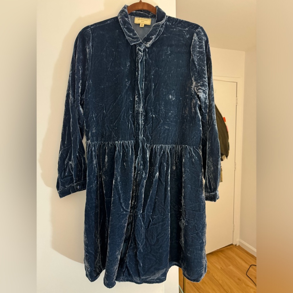 Anthropologie crushed velvet shirt dress